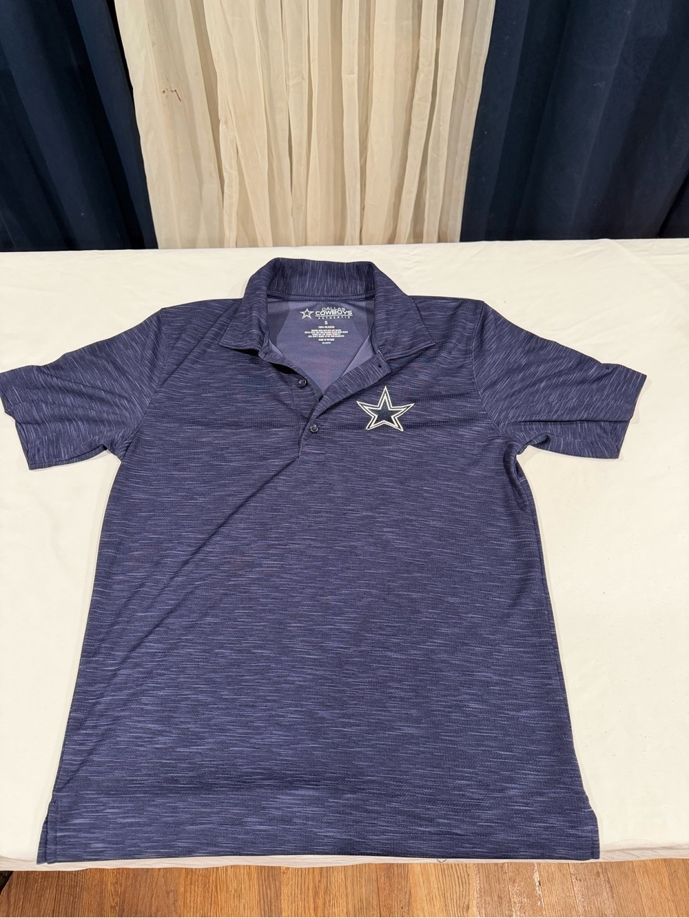 Dallas Cowboys Authentic Men’s S Navy Blue Polo Shirt NFL Star 100% Polyester
